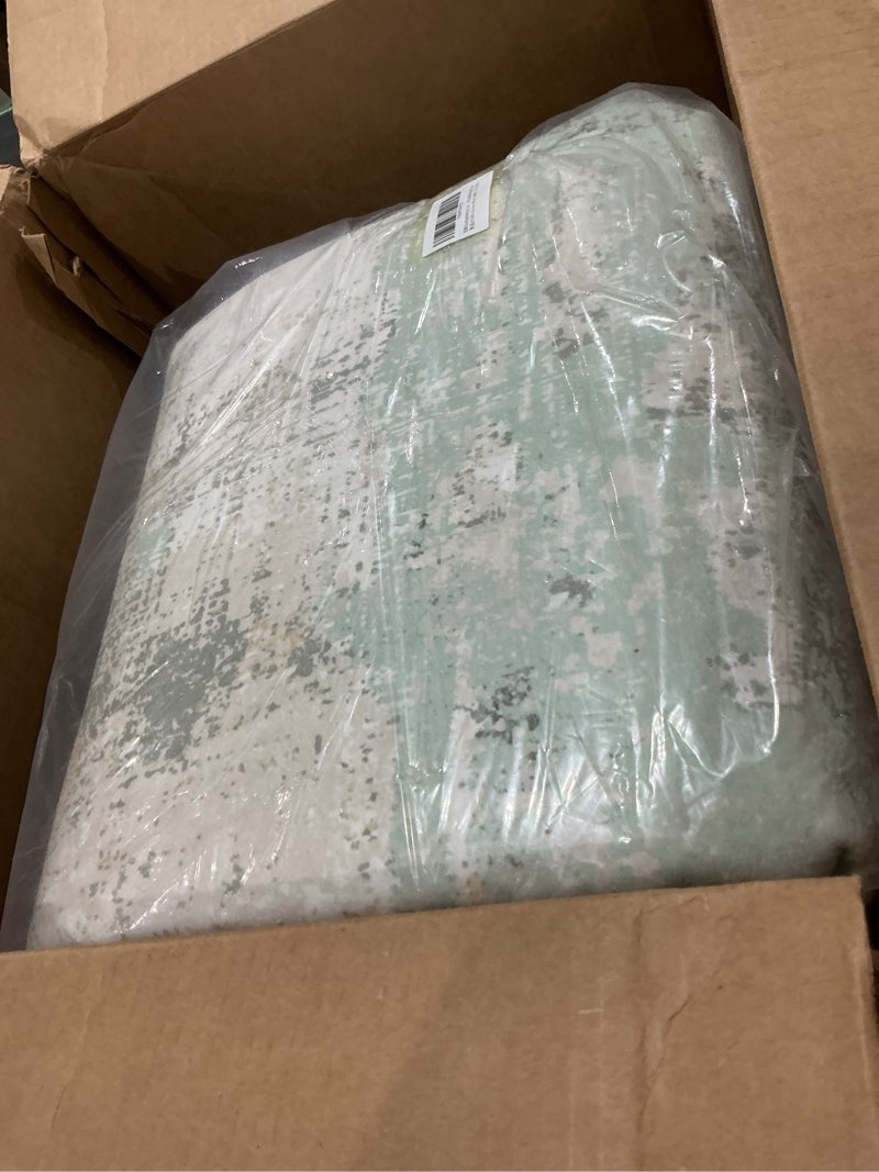 Condition photo showing Good Condition for area rugs 8x10 for living room bedroom, modern abstract machine washable large light green rug soft rug, low pile floor carpet with non slip backing for dining room light green/cream 8' x 10' (rectangular)