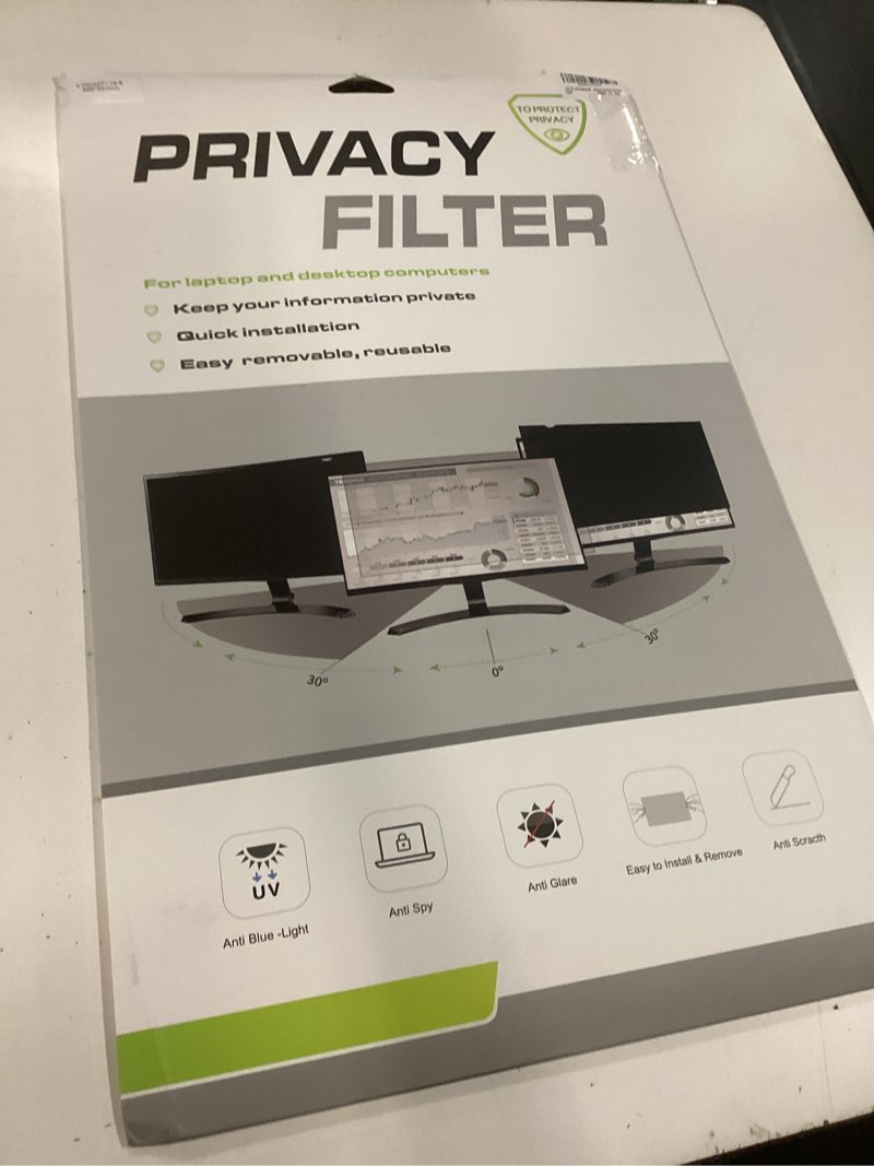 Condition photo showing New/Like New for zyy 2 pack 27 inch(diagonal) computer privacy screen filter (23 9/16 × 13 1/4) with anti glare,anti uv, privacy screen protector film 16:9 aspect ratio for desktop computer monitor curved 2 pack: 27"(598x337mm)-16:9