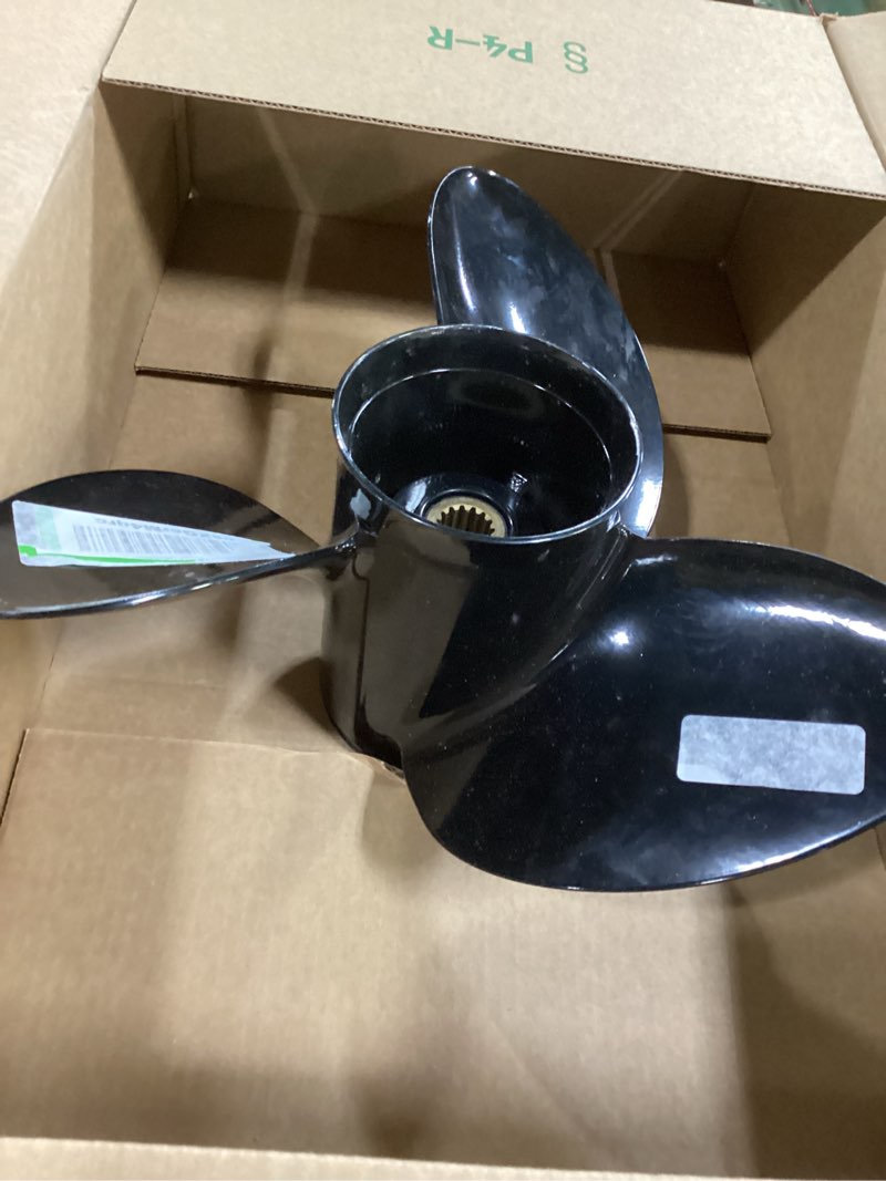 Condition photo showing As Is for 48-77342A45 RH 13 3/4 x 15P for Mercury Black Max Boat Propeller 40 50 60 70 75 80 90 100 115 125 140 HP Aluminum Prop 13.75X15 Pitch RH 15 Spline Tooth with Flo-Torq II Hub Kit 77342A45