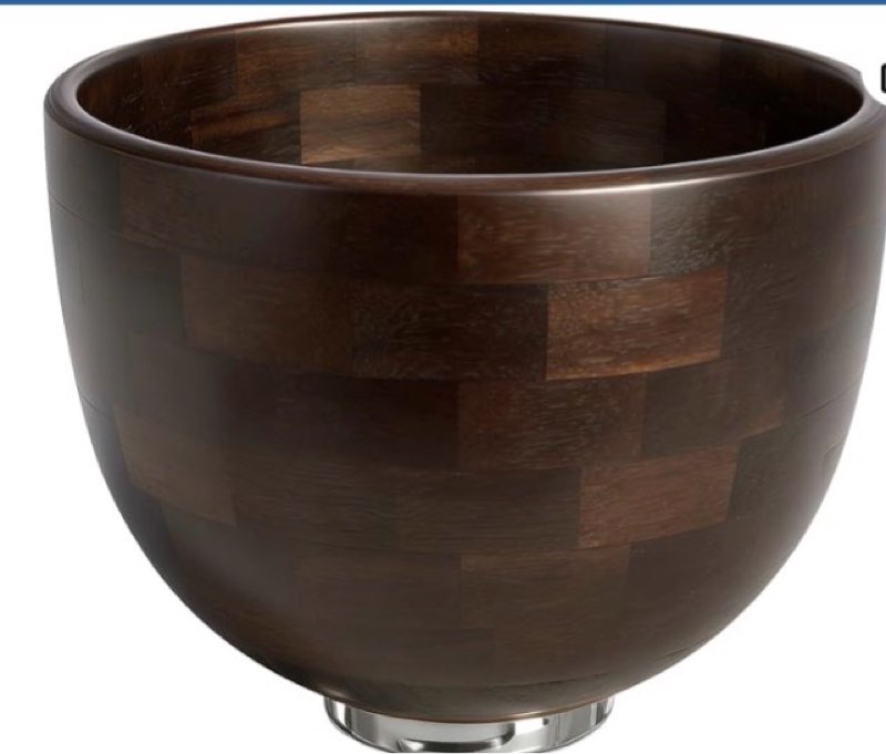 premium natural wooden mixing bowl, compatible with kitchenaid 4.5-5 qt tilt-head stand mixers, 5 qt wooden bowl with stainless steel locking base