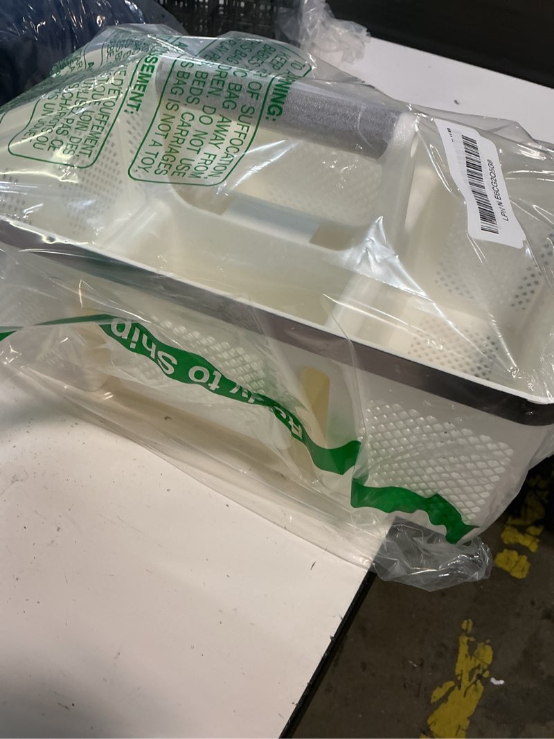 Condition photo showing Good Condition for byuner plastic shower caddy dorm: portable shower basket tote with handle, 4 compartments, all-side drainage, hard bathroom & cleaning caddy organizer for college dorm room essentials, white/silver