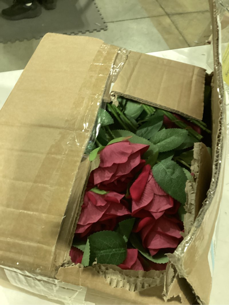 Condition photo showing Good Condition for 150 Pcs Roses Artificial Flowers, Silk Hot Pink Artificial Flowers Petals Long Stem Roses for Wedding Bouquet Home Party Decor Hot Pink 150