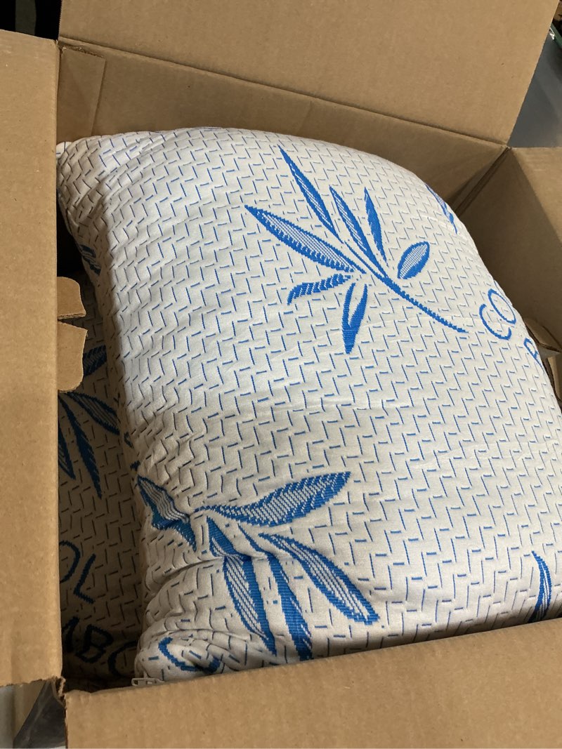 Condition photo showing As Is for 2 Pack Standard Size Rayon Derived from Bamboo Pillow for Sleeping, Cooling Shredded Memory Foam Adjustable Bed Pillow with Hypoallergenic, Removable/Washable Cover Standard 2 Pack