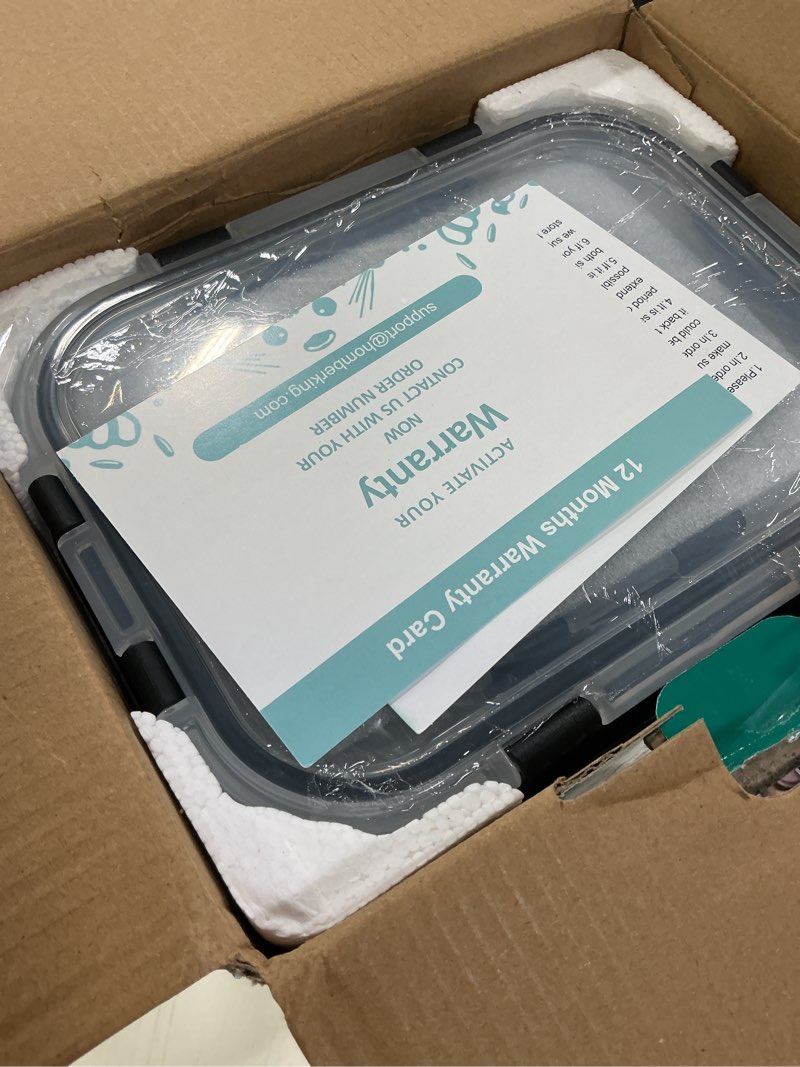 Condition photo showing New/Like New for homberking 10 pack borosilicate glass meal prep containers with locking lids, glass food storage containers set, airtight lunch bento boxes, bpa-free & leak proof, 36oz & 14oz, freezer, oven safe black 10 pack