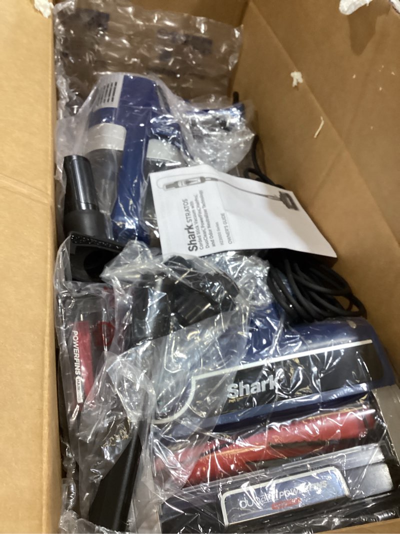 Condition photo showing Good Condition for shark stratos | corded stick vacuum cleaner for carpet & hard floors | lightweight hand vacuum for pet hair with duoclean powerfins hairpro | self-cleaning brushroll | 4 accessories | navy | hz3002 stratos w/ duoclean & odor tech