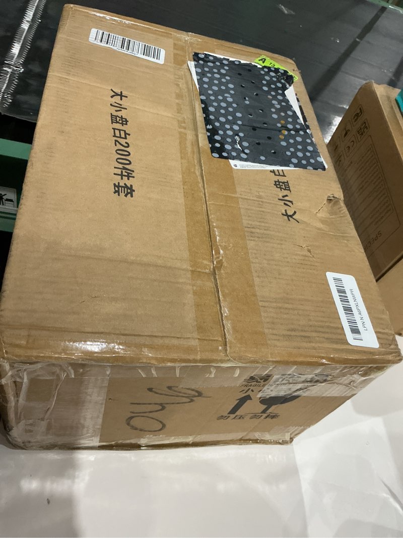 Condition photo showing New/Like New for AOZITA 200 PCS White Plastic Plates, Premium Heavy Duty Disposable Plates for Party, 100 Dinner Plates & 100 Salad Dessert Plates, Sturdy Hard Plastic Dinnerware for Wedding, Events