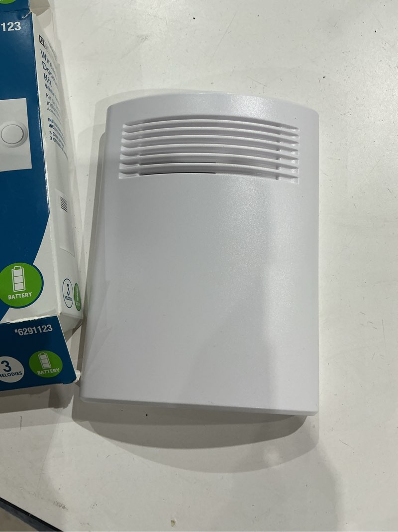 Condition photo showing As Is for utilitech white wireless doorbell kit