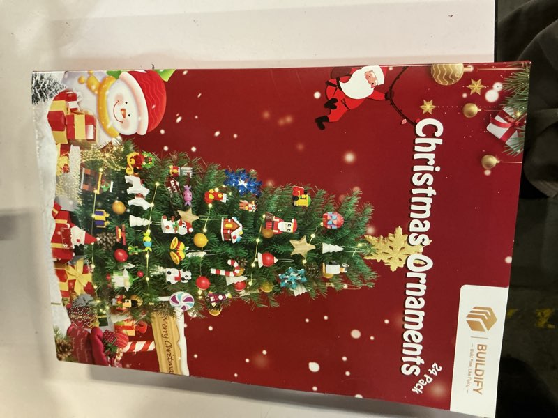 Condition photo showing New/Like New for Christmas Ornaments Advent Calendar 2025 Building Block Sets, 24 Packs Xmas Tree Ornament to Build Holiday Decoration Toy Compatible with Christmas Sets, Stocking Stuffer Gift for Boy Girl Age 6+