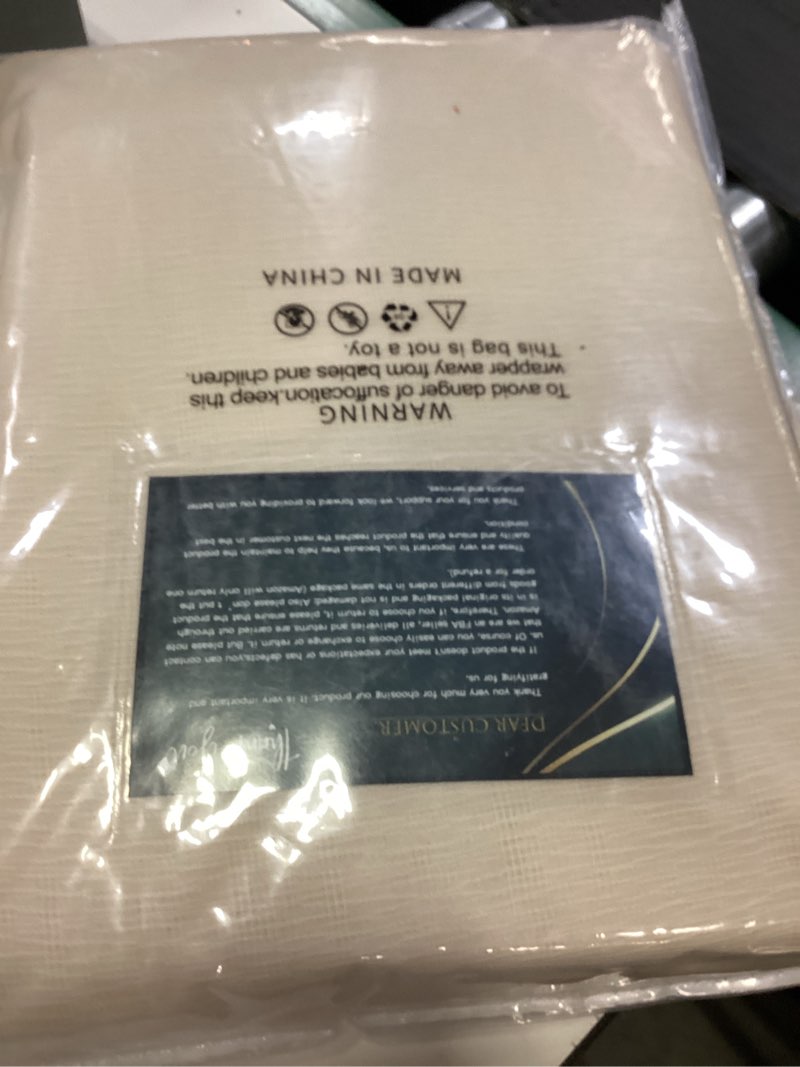 Condition photo showing New/Like New for maiher beige sheer pinch pleat curtains 144 inches extra long 12ft tall curtains for living room soft touch light filtering pleated drapes with ajustable hooks, beige, 42" w x 144" l, 2 panels beige 42"w x 144"l (pack of 2)