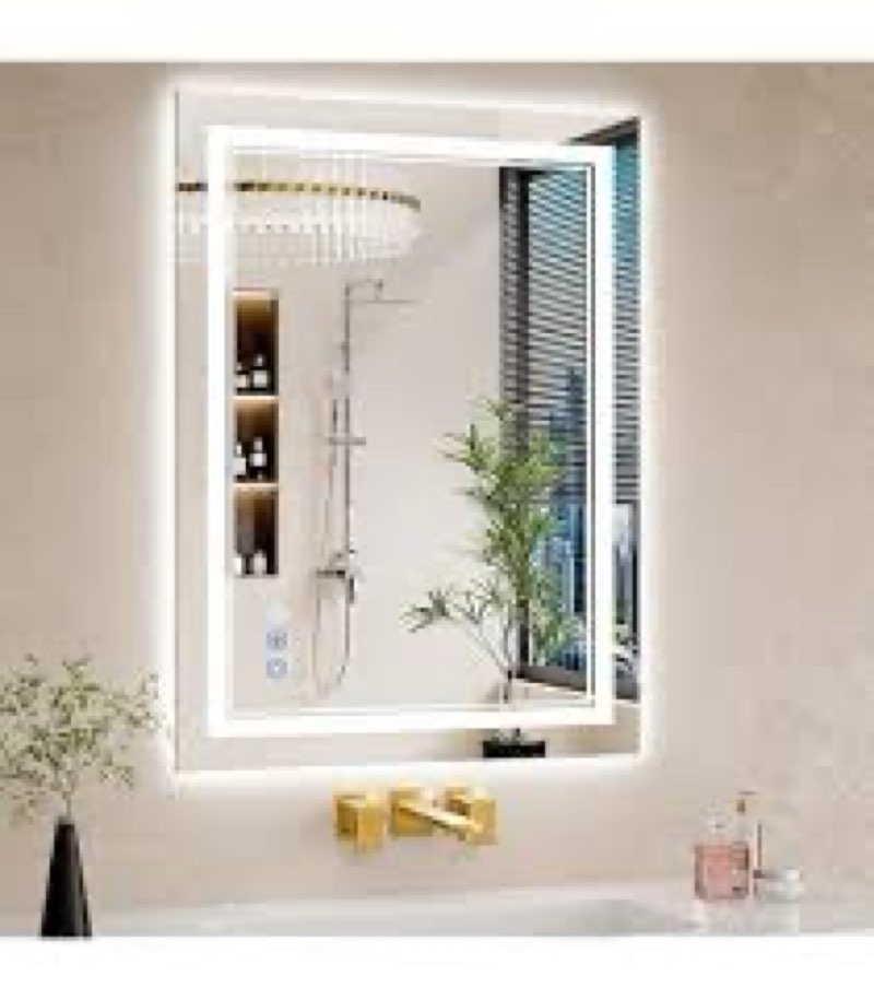 wissmiels 24"x36" led bathroom mirror with lights, dimmable, anti-fog, lighted bathroom vanity mirro