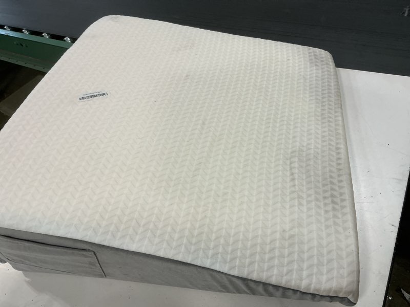 Condition photo showing As Is for Vekkia 24" x 24" x 7.5" Bed Wedge Pillow for Sleeping – Triangle Pillow for Sleep Apnea, Acid Reflux, Snoring & Back Support, Washable Cover White/Gray Wedge(24 in x 24 in x 7.5 in--Standard)