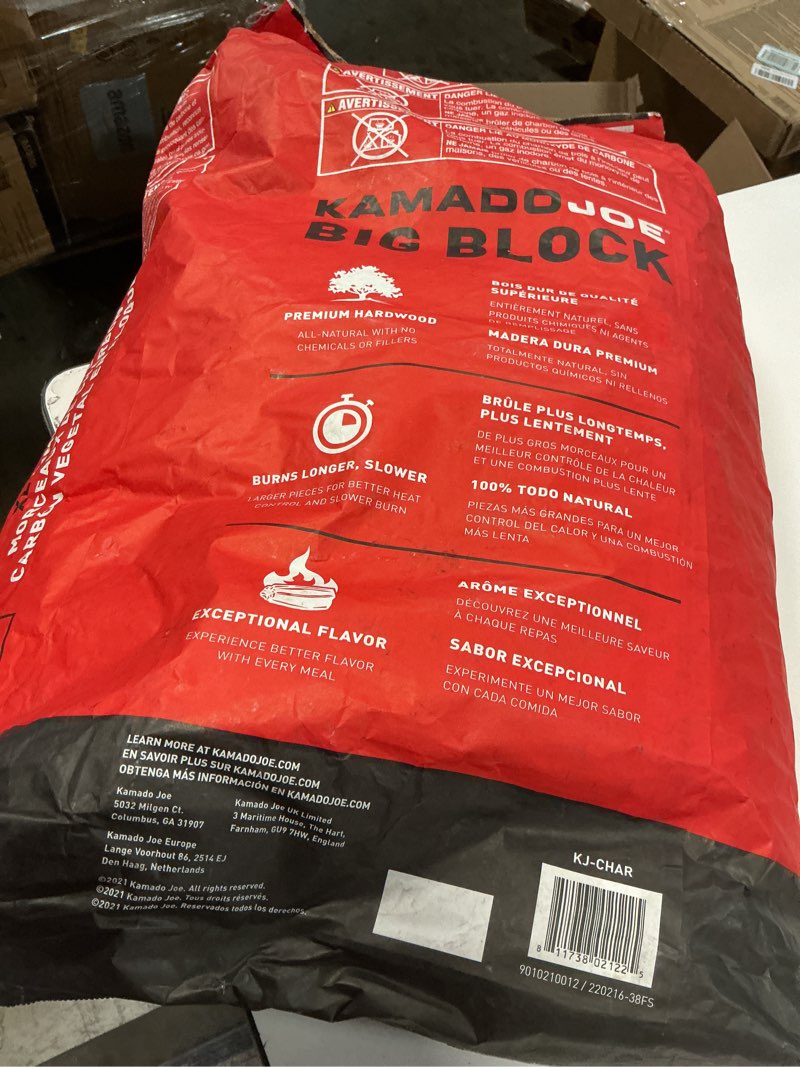 Condition photo showing Good Condition for Kamado Joe Big Block XL Premium 100% All-Natural Hardwood Lump Charcoal Reusable Up to Three Times and 18-Hour Burn Times, 1-Pack, 20LBS Model KJ-CHAR 20-Pound Charcoal