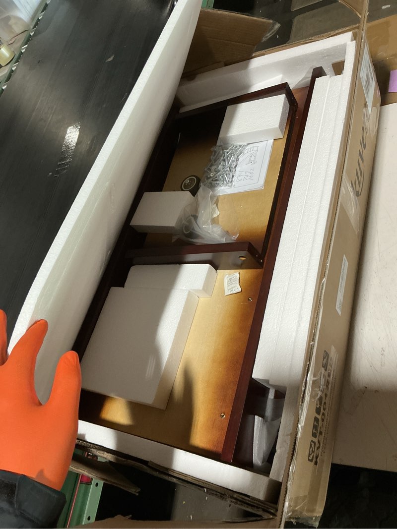 Condition photo showing Good Condition for dog ramp for bed or couch, wooden pet ramp with 20° gentle slope, removable side rails, non-slip surface, top platform & wheels, safe bed ramp for small, large & senior dogs, 74" long, mahogany mahogany l-73.2"l x 16"w x 25"h