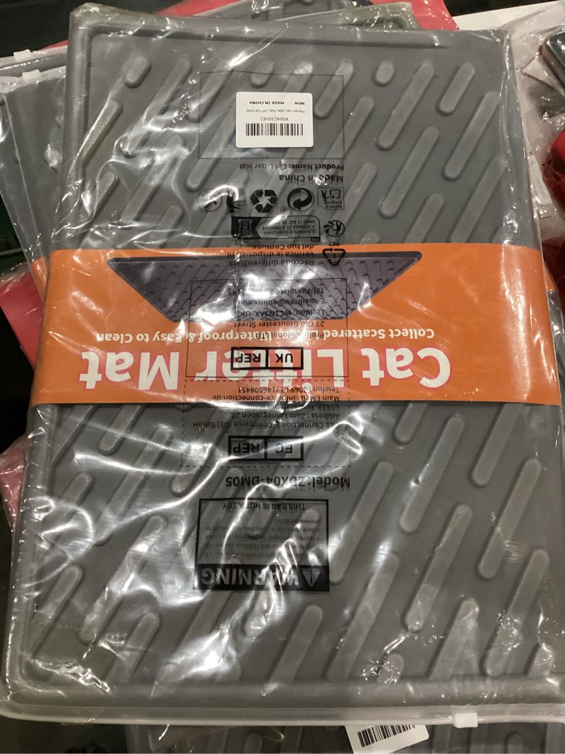 Condition photo showing New/Like New for Pieviev Cat Litter Box Mat, 24"x 17" EVA Scratch Resistant Litter Trapping Mat, Easy Clean for Scatter Control, Soft on Kitty Paws, Waterproof & Urine Proof for Indoor Use, Gray S-24''X17'' Gray