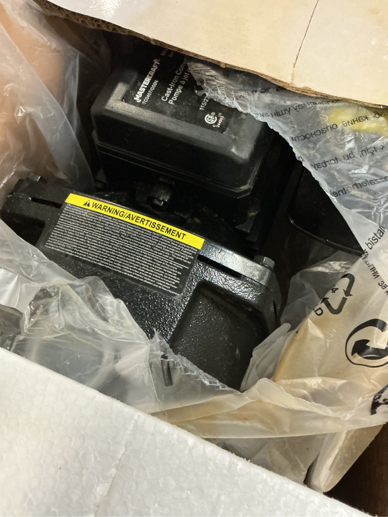 Condition photo showing As Is for 1/2 hp 115/230-volt cast iron convertible jet pump