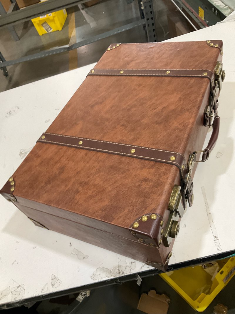 Condition photo showing As Is for hard leather locked case, no keys