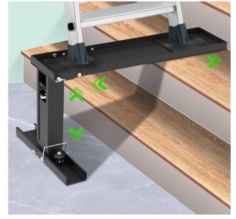 ladder leveler heavy-duty stabilizer & leveler with 880lbs capacity, adjustable height/length for extension ladders, non-slip feet?black?