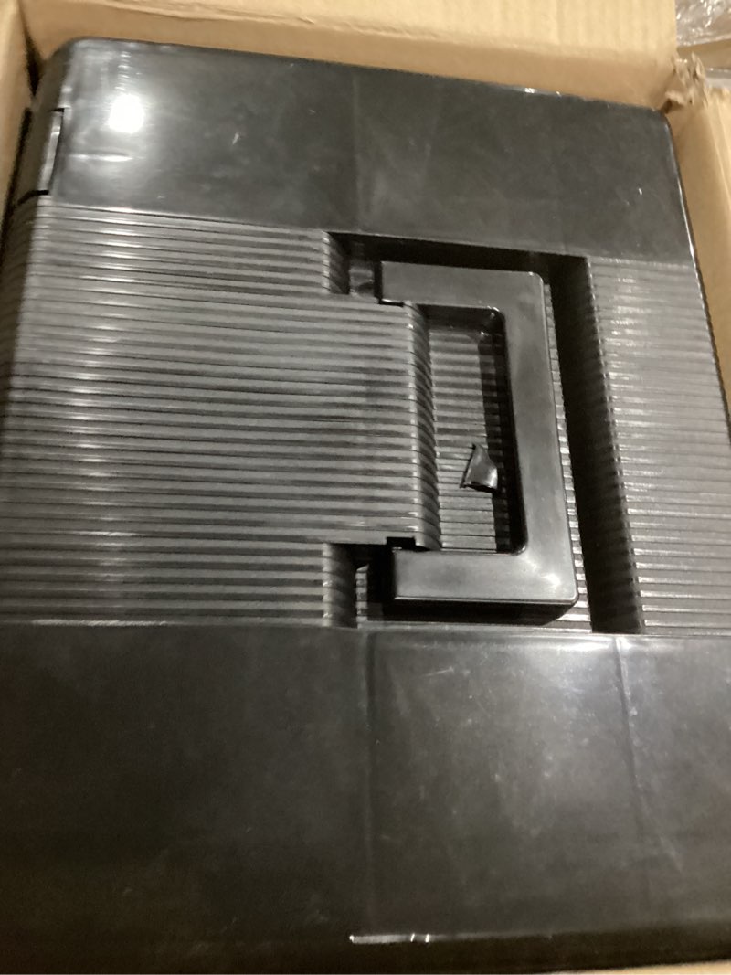 Condition photo showing As Is for Pendaflex Portable File Box with File Rails, Simple Document Storage, File Bin for Home and Office, Hinged Lid with Double Latch Closure, Black, 3 Black Letter Size Hanging Folders Included (41742AMZ) 22 File Folders Black