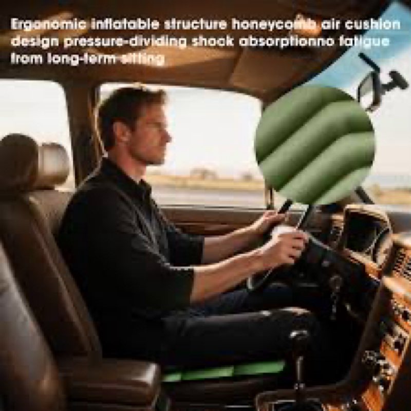 SSS·UrbanForests Inflatable Seat Cushion, Lightweight Camping Air Sitting Pad with Repair Cloths (Gr