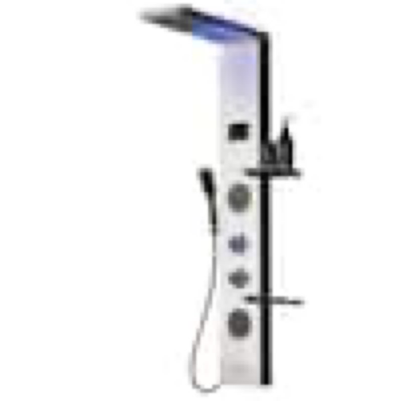2-Jet Rainfall Shower Panel System with Rainfall Shower Head, Shelf, STub Spout and LED Light in Black Nickel
