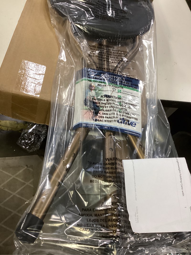 Condition photo showing Good Condition for Drive Medical RTL10365-ADJ Adjustable Lightweight Folding Cane with Seat, Black New Model