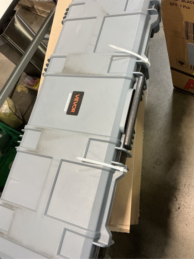 Condition photo showing As Is for VEVOR Hard Rifle Case, Lockable Rifle Case with Pre-cut Foams, 42 in Movable Gun Storage with Wheels, IP67 Waterproof & Dustproof Pistol Storage for Rifle, Shotgun, Airsoft Gun, Grey