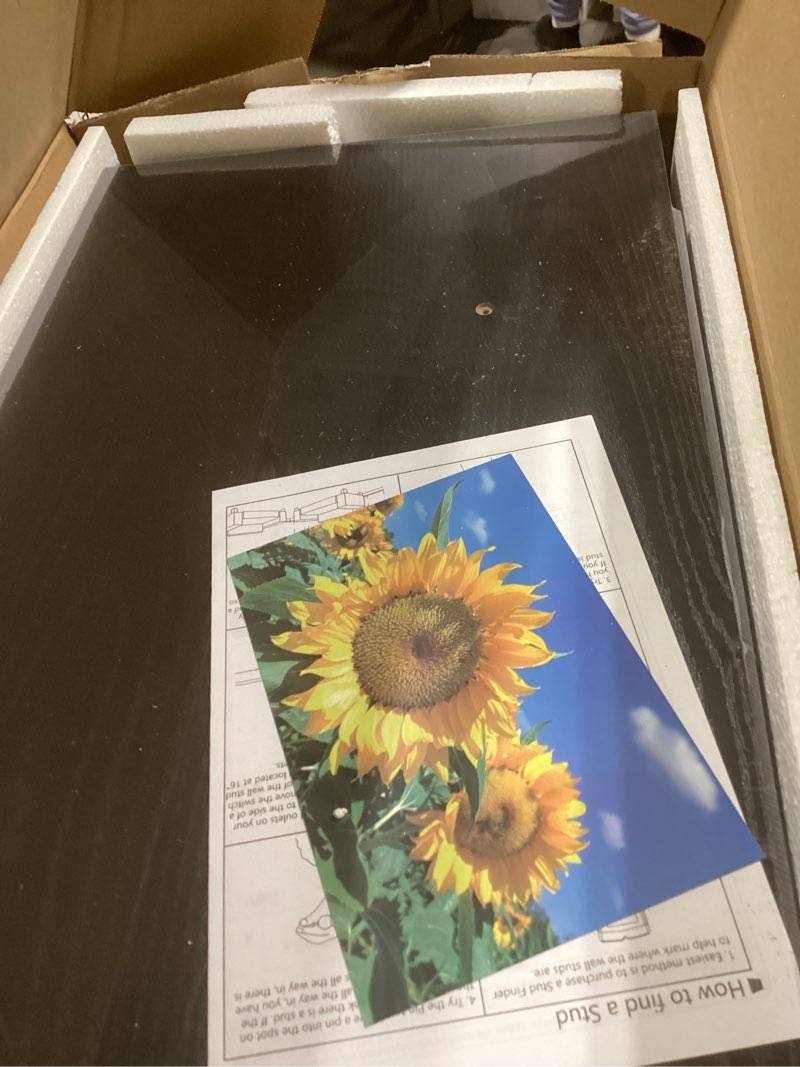 Condition photo showing New/Like New for Fun Memories Small Floating Shelves for Wall - 8 Inch Square Wall Shelves with Invisible Brackets, Black Shelves for Bathroom, Living Room, Bedroom, and Kitchen Decor, Set of 3 Black 8"W x8"D - 3P