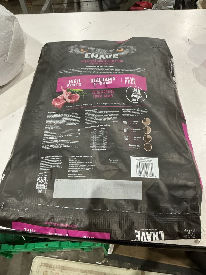 Condition photo showing Good Condition for crave grain free high protein adult dry dog food with lamb, 12 lb. bag