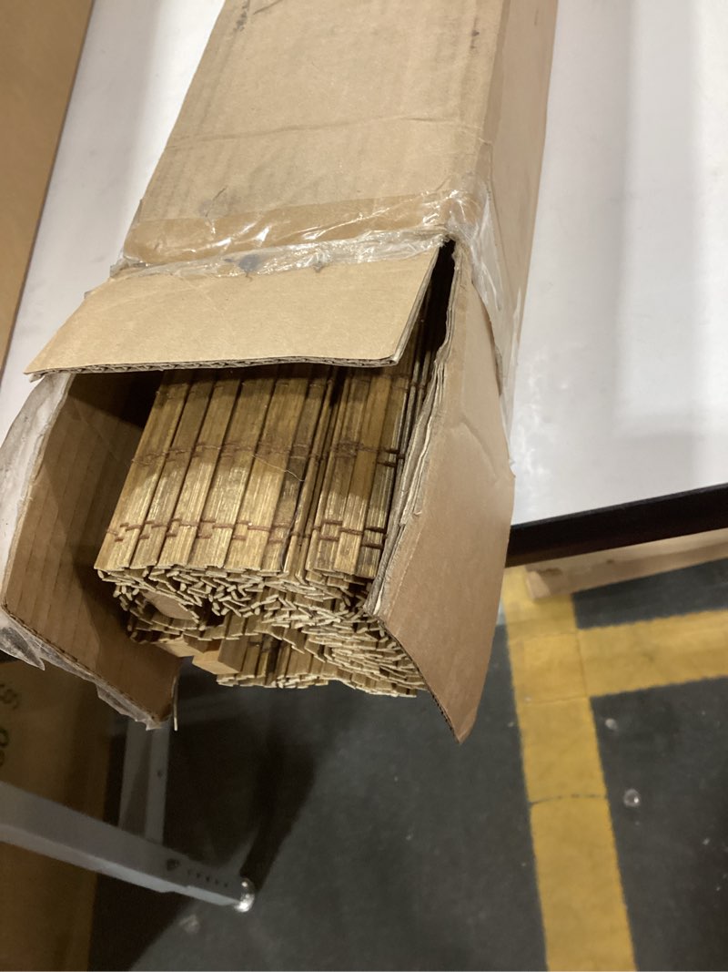 Condition photo showing Good Condition for LazBlinds Cordless Bamboo Roman Shades, Privacy Blinds for Interior Windows, Room Darkening Roll Up Bamboo Blinds for Home & Patio, 39" W x 64" H, Highfield Teak Pricacy - Highfield Teak 39" W x 64" H