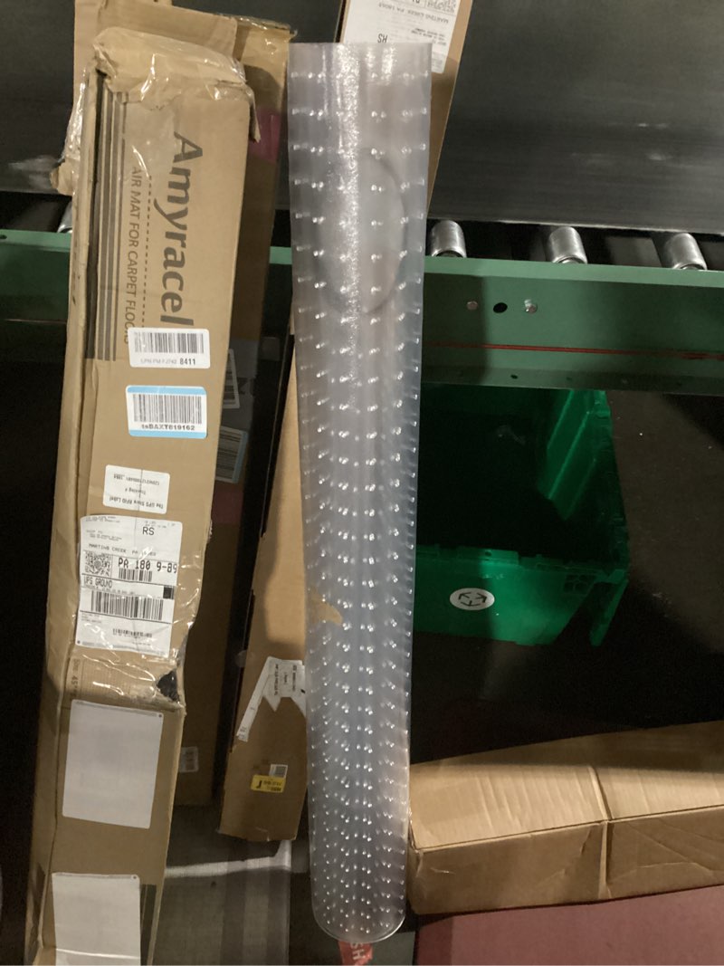 Condition photo showing Good Condition for Amyracel Large Chair Mat for Low Pile Carpet, 53'' x 45'' Thick Computer Desk Office Floor Mat for Carpeted Floors, Easy Glide Rolling Plastic Chairmat for Office Chair, Clear (45'' x 53'' Rectangle)