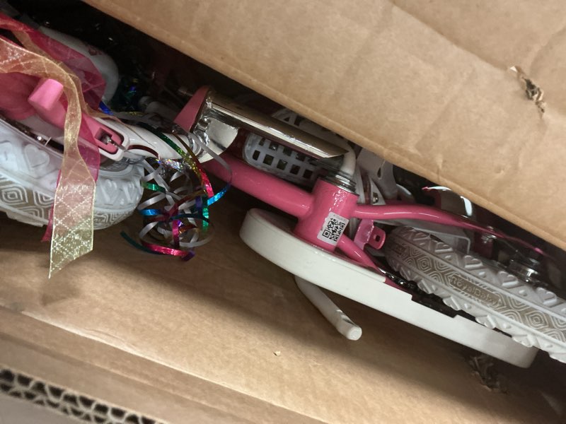Condition photo showing As Is for royalbaby girls bike with training wheels, stargirl kids bicycle 12 inch toddlers to big kids 3-4 years, star pink [1] star pink 12 inch with training wheels
