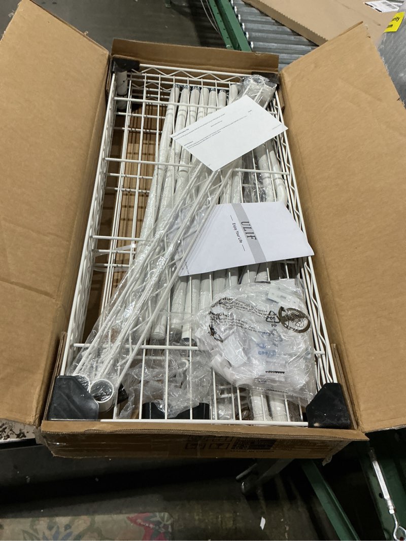 Condition photo showing Good Condition for ulif u8 mini laundry room storage organizer, over the washer and dryer storage shelves for laundry organization, 29.5”w x 17.3”d x 76.2”h, suit washing machine width within 27.1”, hold 304 lb, white u8 mini white