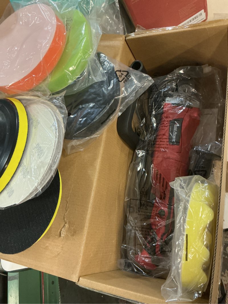 Condition photo showing Good Condition for avid power car buffer polisher, 1200w 7 inch/6 inch rotary buffer waxer, 6 variable speed 1600-3500 rpm, detachable handle & side handle for car detailing, boat sanding, polishing and waxing light red