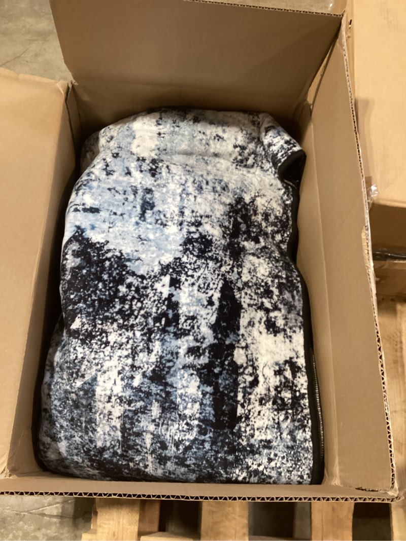 Condition photo showing Good Condition for Rugflix 8x10 Area Rugs for Living Room, Washable Large Rug Stain-Resistant Low Pile, Modern Dark Carpet for Dining Room Home Office Kid Room Nursery Bedroom, Navy Blue/Black Ocean Blue 8' x 10' (Rectangular)