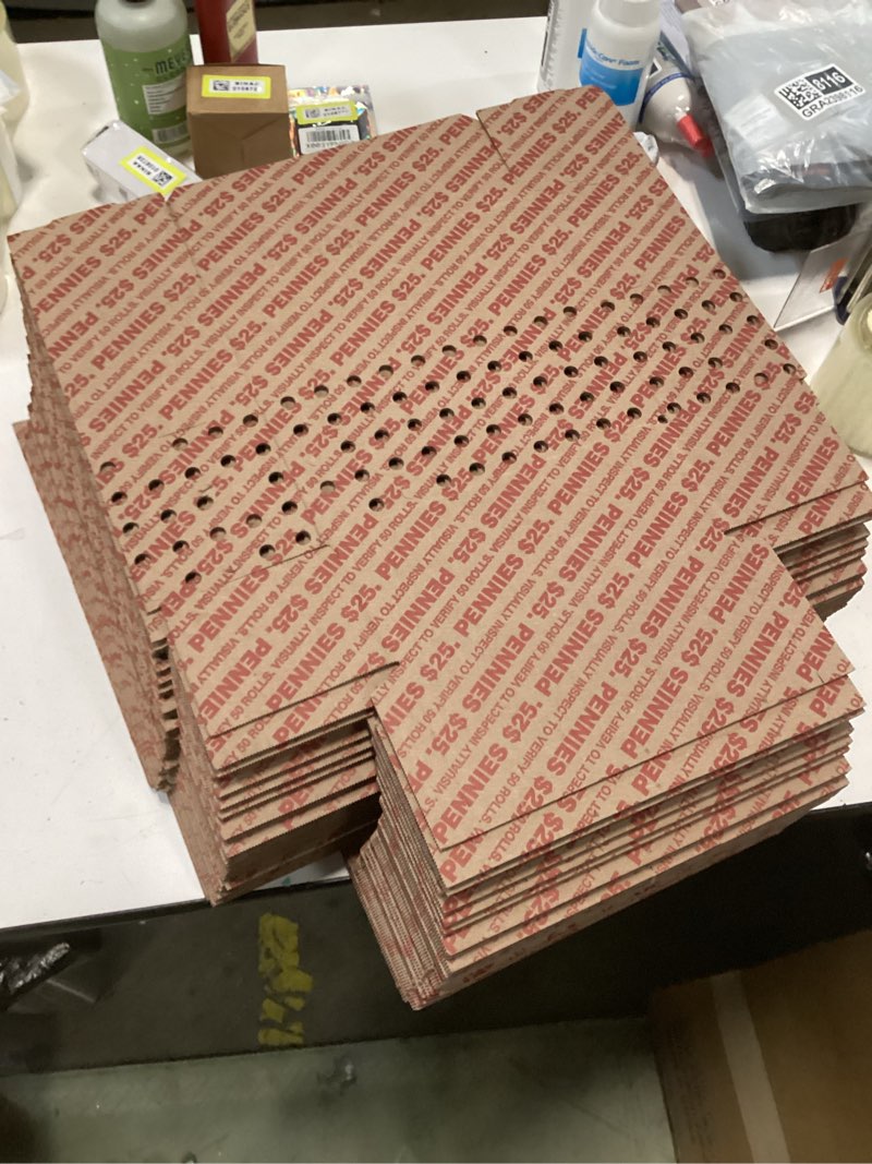 Condition photo showing New/Like New for Penny Storage Box Red Holds 50 Wrapped Coin Rolls, 50 boxes