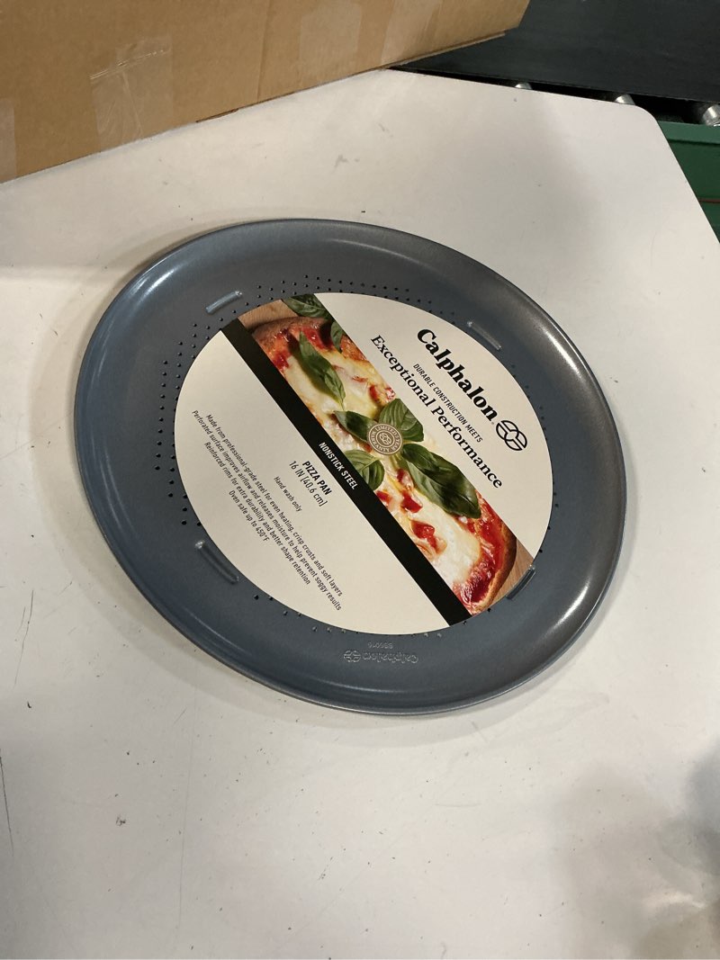 Condition photo showing New/Like New for calphalon titan steel core pfa free nonstick 16 inch pizza pan titan steel core 16" pizza pan