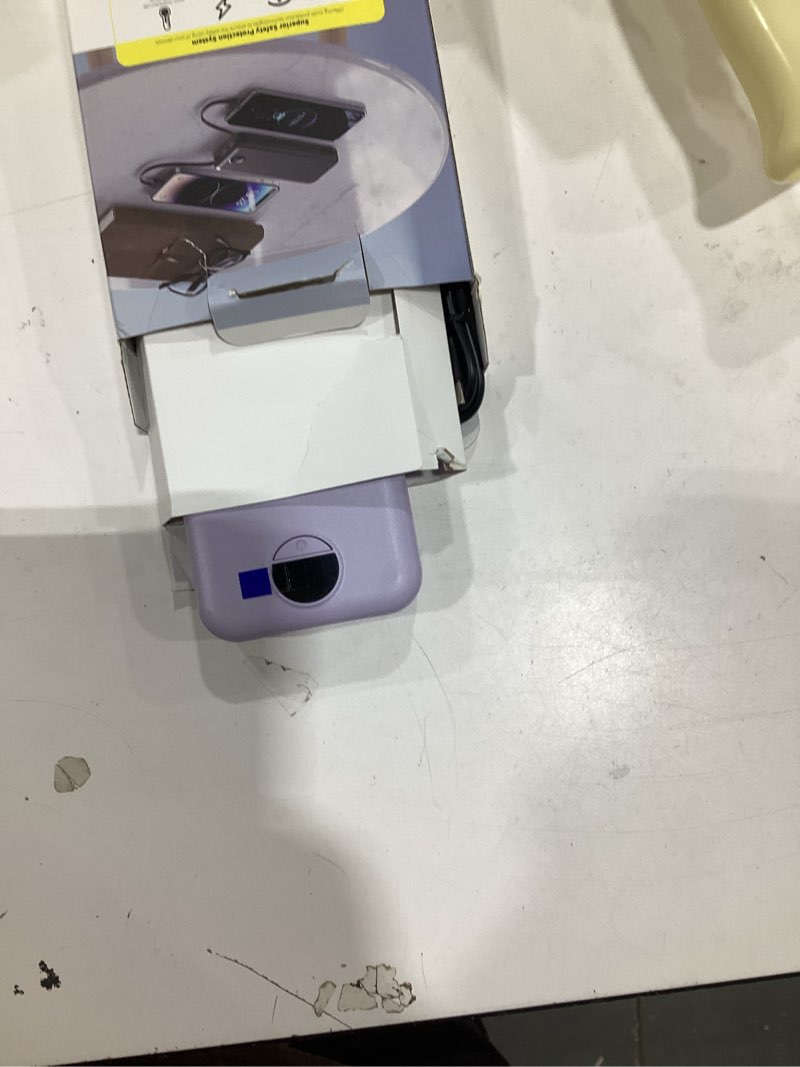 Condition photo showing As Is for portable charger, 10000mah pd20w usb c fast charging power bank with built-in cables and ac wall plug, smart led display travel essentials battery pack compatible with iphone, ipad, samsung etc purple purple 10000mah