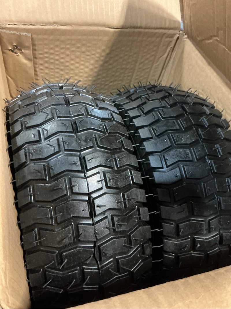 Condition photo showing Good Condition for ar-pro (2-pack) 13x5.00-6 tire and wheel assembly, 4-ply tubeless lawn mower front tire with 3" centered hub & 3/4" bushings, 400 lbs load capacity 13 x 5.00-6" tubeless (centered hub) yellow