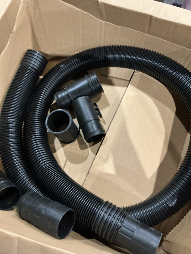 Condition photo showing As Is for 2-1/2 in. x 7 ft. tug-a-long vacuum hose for ridgid wet/dry vacs