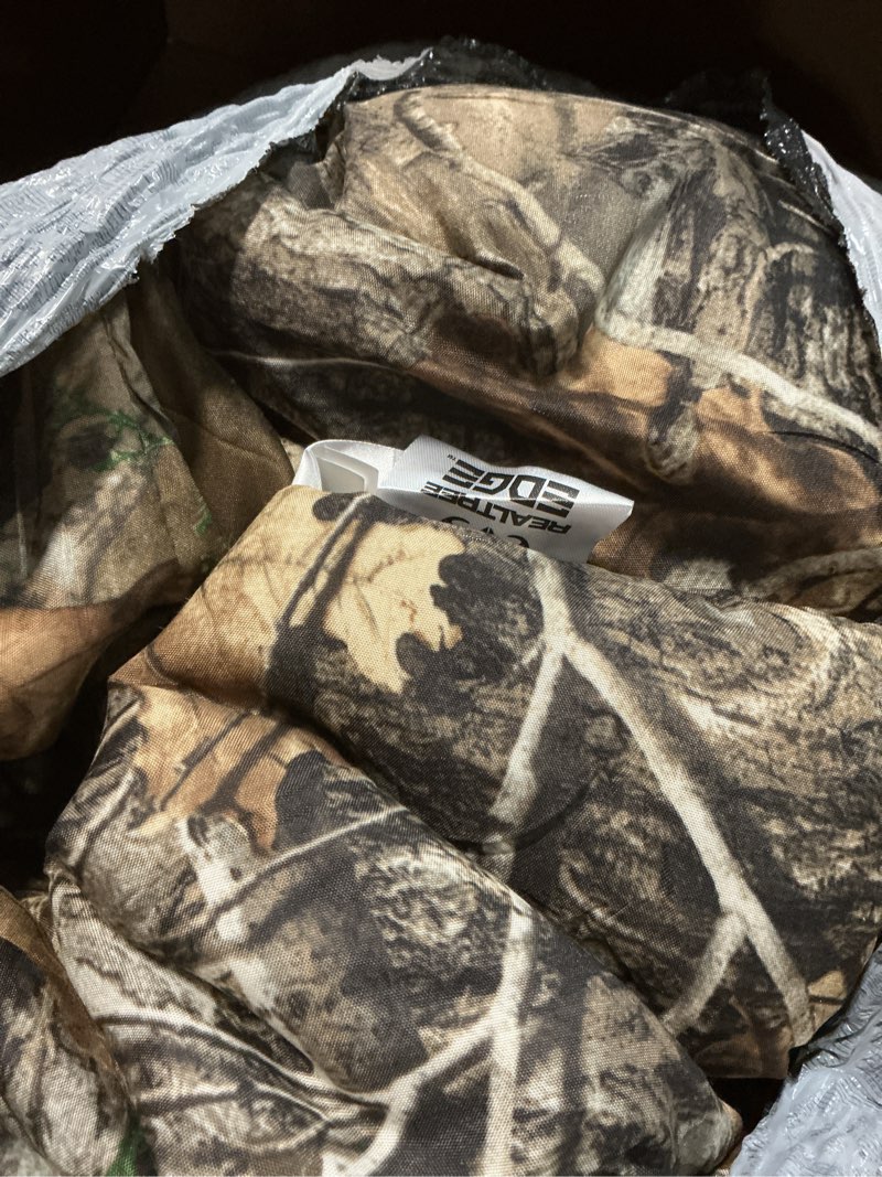 Condition photo showing As Is for northwest realtree 5-piece king size bed in a bag set, 1 comforter, 1 fitted sheet, 1 flat sheet, 2 pillowcases, all seasons bedding, edge camo edge king