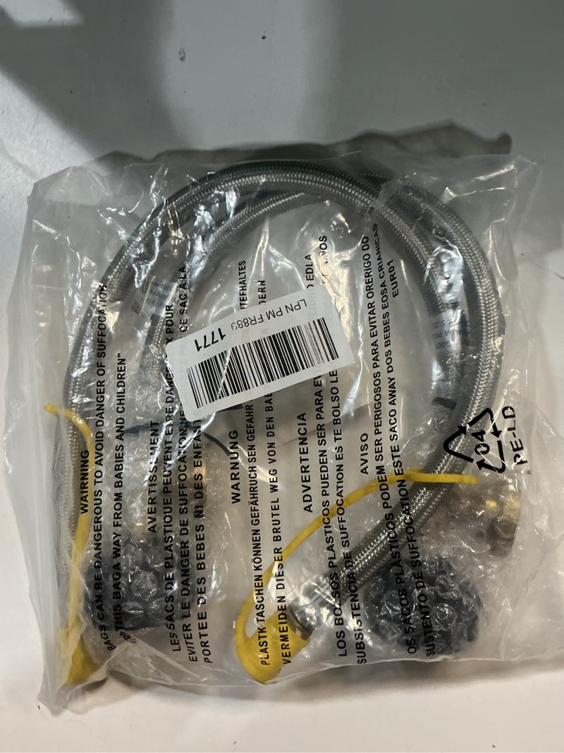 Condition photo showing New/Like New for 20 Inch RV Propane Hose with Gauge,2PCS Braided Camper Propane Hose, Stainless Steel Rv lp Gas Hoses Connector with 1/4" Male NPT & QCC Type1 Inlet, 350PSI 20Inch