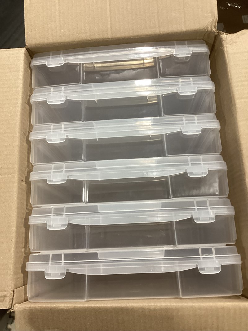Condition photo showing Good Condition for 12" x 12" Plastic Scrapbook Paper Storage Cases, Thick Portable Organizers, Hobby Art Craft Box, Acid-Free Rounded Corner Containers with Handle, 6-Pack