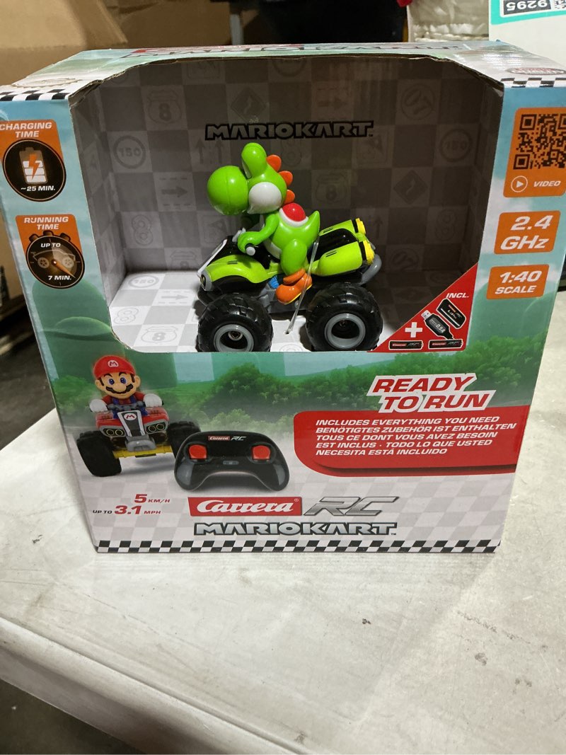 Condition photo showing Good Condition for Carrera RC Nintendo Mario Kart 2.4 GHz Radio Remote Control Toy Car Vehicle - Yoshi Quad, Black/Green Mario Kart Quad - Yoshi