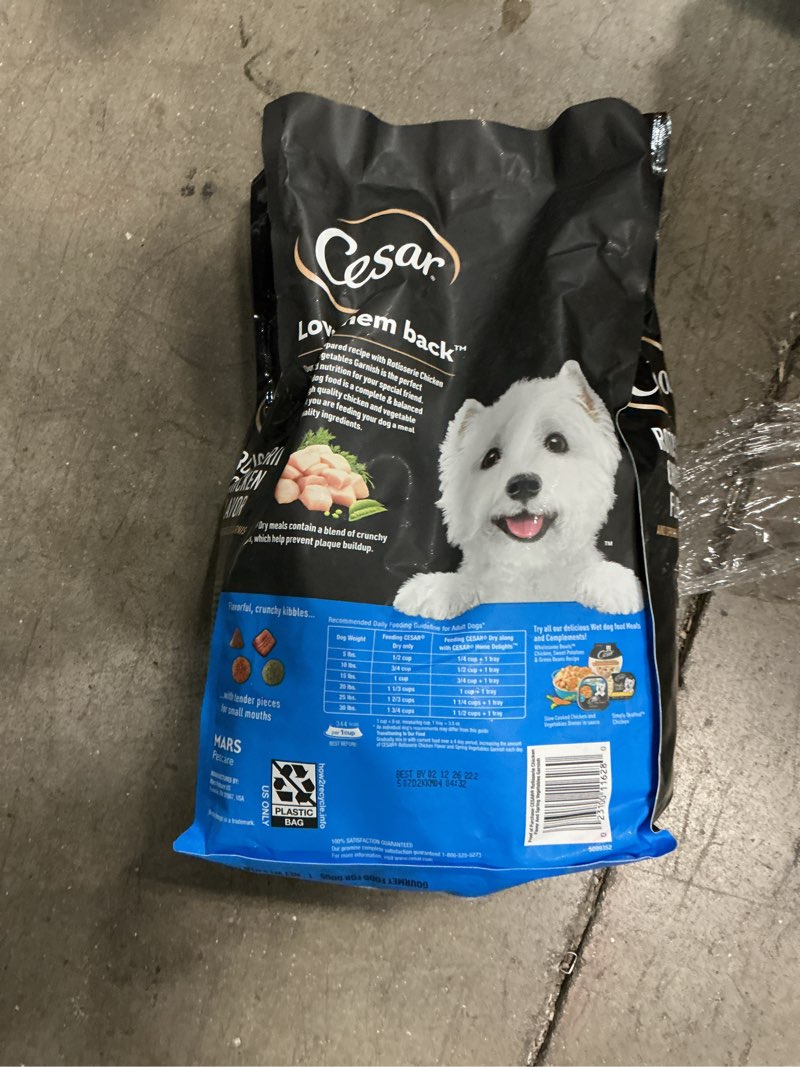 Condition photo showing New/Like New for Cesar Rotisserie Chicken, Carrot, Pea and Vegetable Flavor Small Breed Dry Dog Food - 5lbs
