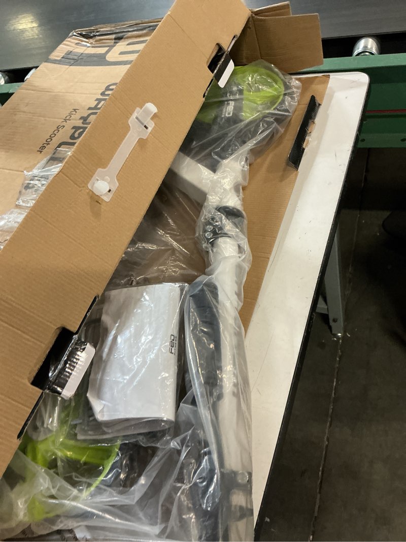Condition photo showing New/Like New for ks1 kick scooter for ages 6+,kid, teens & adults. max load 240 lbs. foldable, lightweight, 8in big wheels for kids, teen and adults, 4 adjustable levels. bearing abec9 fed fitness green
