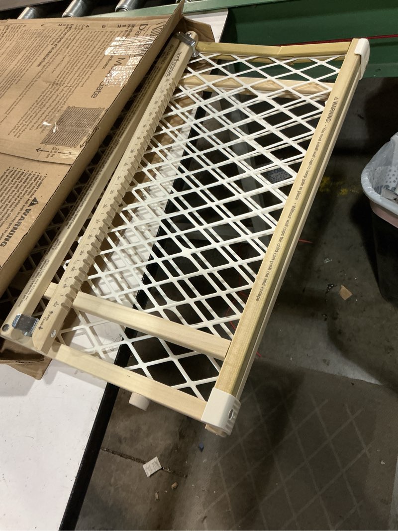 Condition photo showing Good Condition for toddleroo by north states - diamond mesh wooden baby gate: pressure mounted baby gate for doorways - adjustable 26.5 to 42 inches wide - 23 inches tall