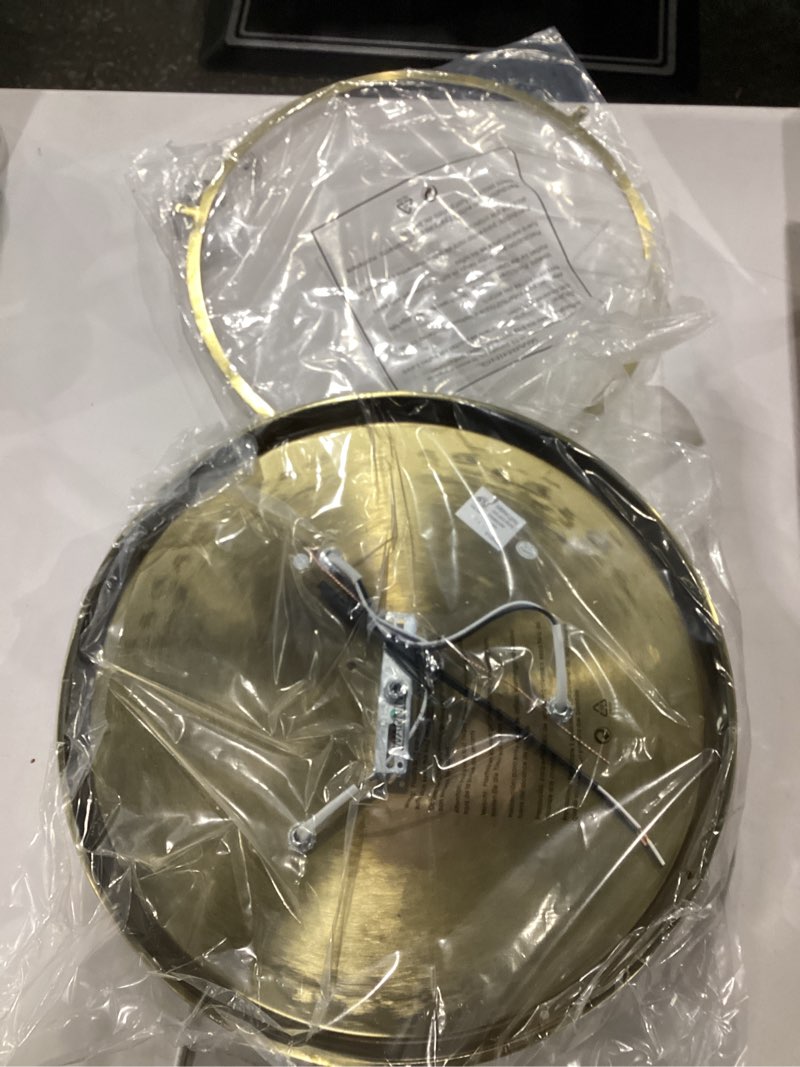 Condition photo showing Good Condition for cargifak 16 inch flush mount light fixture, 3-light modern ceiling light with polished gold finish for hallway kitchen laundry bedroom, cl4822-3w-pg frosted class & polished gold 16 inch