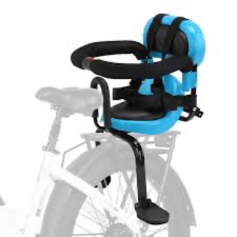 Baby Bike Seat, Front Mount Kids Bike seat for Toddler with Safety Belt and Handrail, Compatilble with Adult Bike Blue