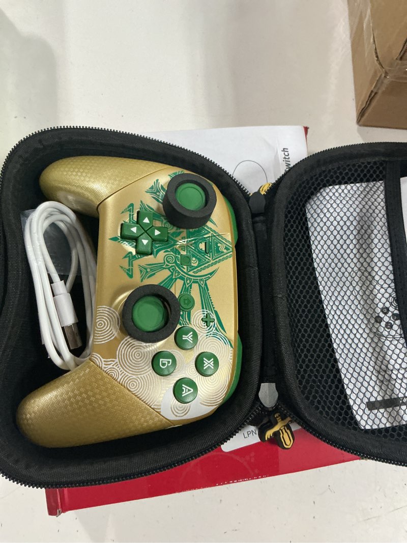 Condition photo showing Good Condition for switch pro controller, wireless switch controllers with carrying storage case, upgraded gamepad switch remote replacement for switch controller support nfc/dual vibration/screenshot/wake-up function gold