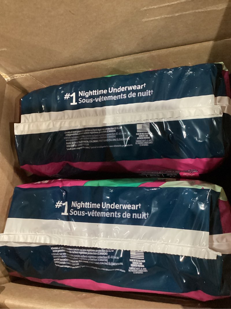 Condition photo showing New/Like New for Goodnites Girls' Nighttime Bedwetting Underwear, Size Extra Small (28-43 lbs), 44 Ct (2 Packs of 22), Packaging May Vary X-Small 44